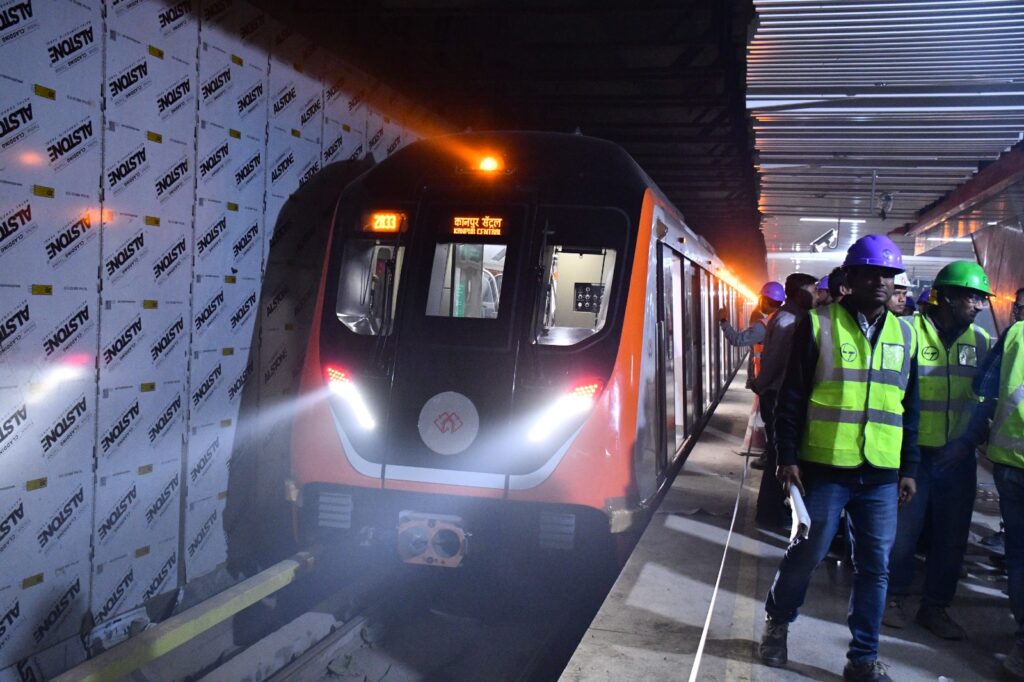 Image Courtesy - UP Metro's Twitter Handle - Kanpur Metro Trial Run